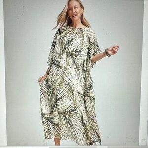 Chicos Crinkle-Chiffon Kaftan Dress - size 2 NWT